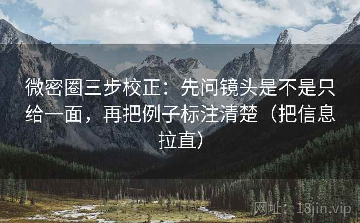 微密圈三步校正：先问镜头是不是只给一面，再把例子标注清楚（把信息拉直）
